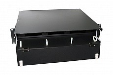 Патч-панель FO-19BX-2U-F0-6xSLT-W120H32-EMP 2U, фиксированная рама горизонтальная, 6 слотов (3х2), вмещает 6 FPM панелей с адаптерами или 6 CSS оптических кассет 120х32 мм Hyperline